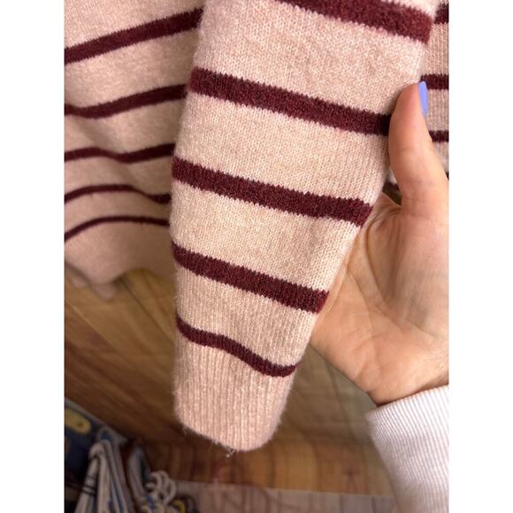 Lush  Striped Quarter Zip Striped Knit Sweater - Picture 2 of 7